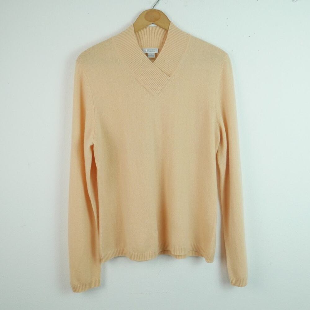 Vintage Investments Cashmere Sweater Large High Neck Cream Minimal Soft Girl 90s